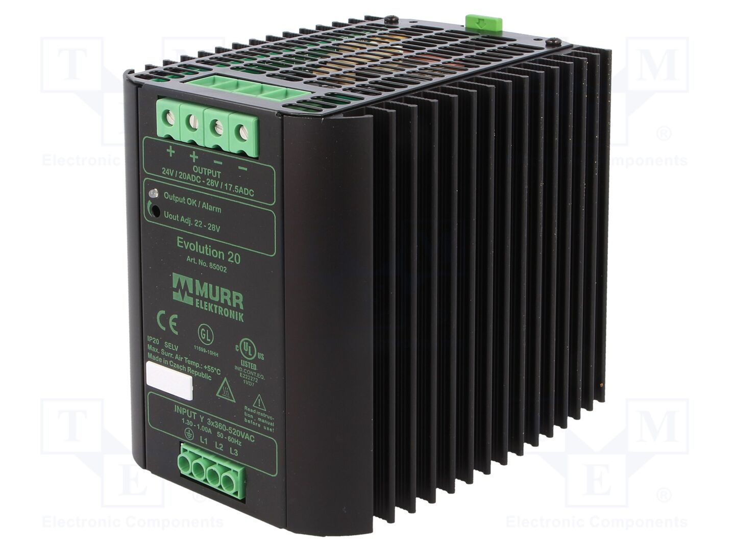 MURRELEKTRONIK 85002 DIN-kiskoon kiinnitettävä kytkentävirtalähde 480W 22-28VDC 20A