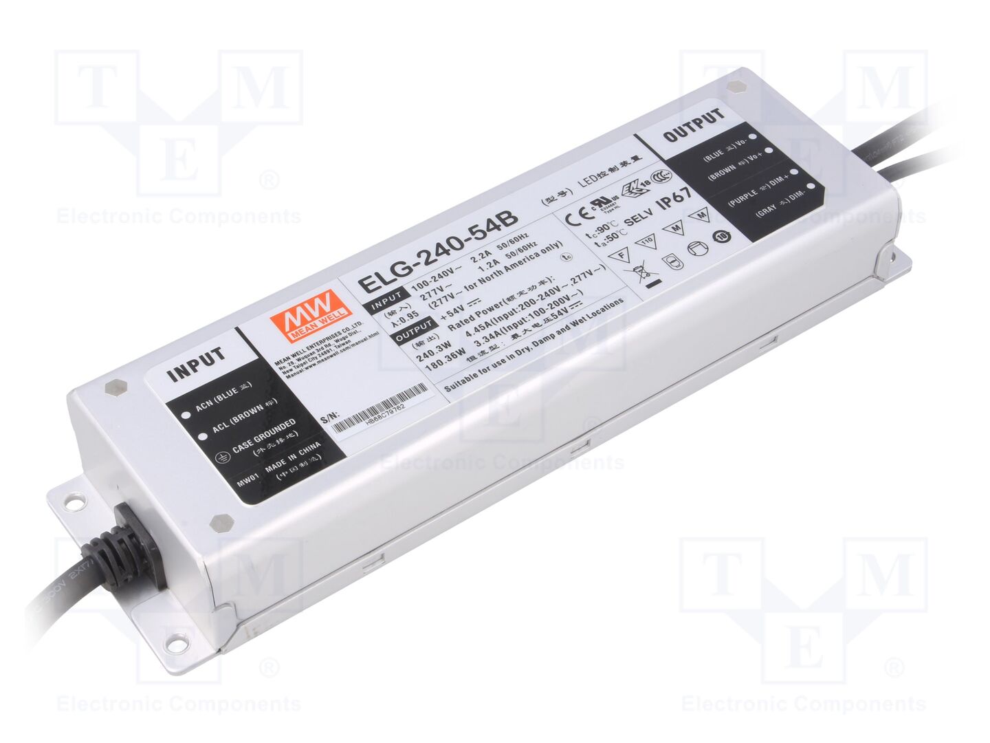 MEAN WELL ELG-240-54B LED-virtalähde 240W 54VDC 4.45A