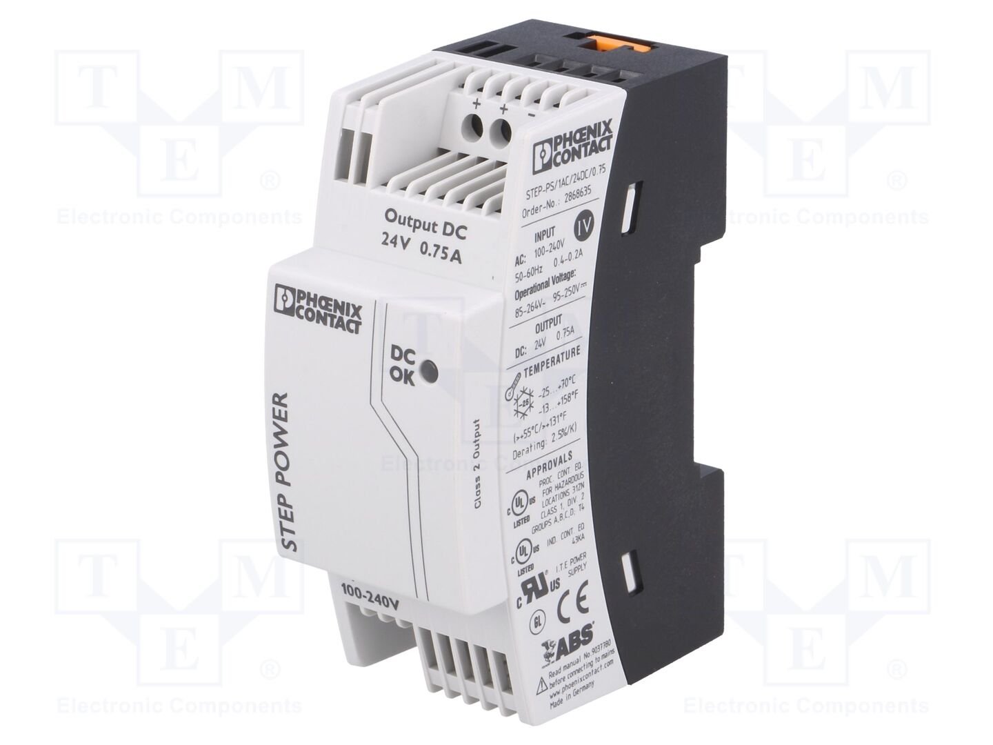 PHOENIX CONTACT STEP-PS/24/0.75 DIN-kiskoon asennettava kytkentävirtalähde 18W 24VDC