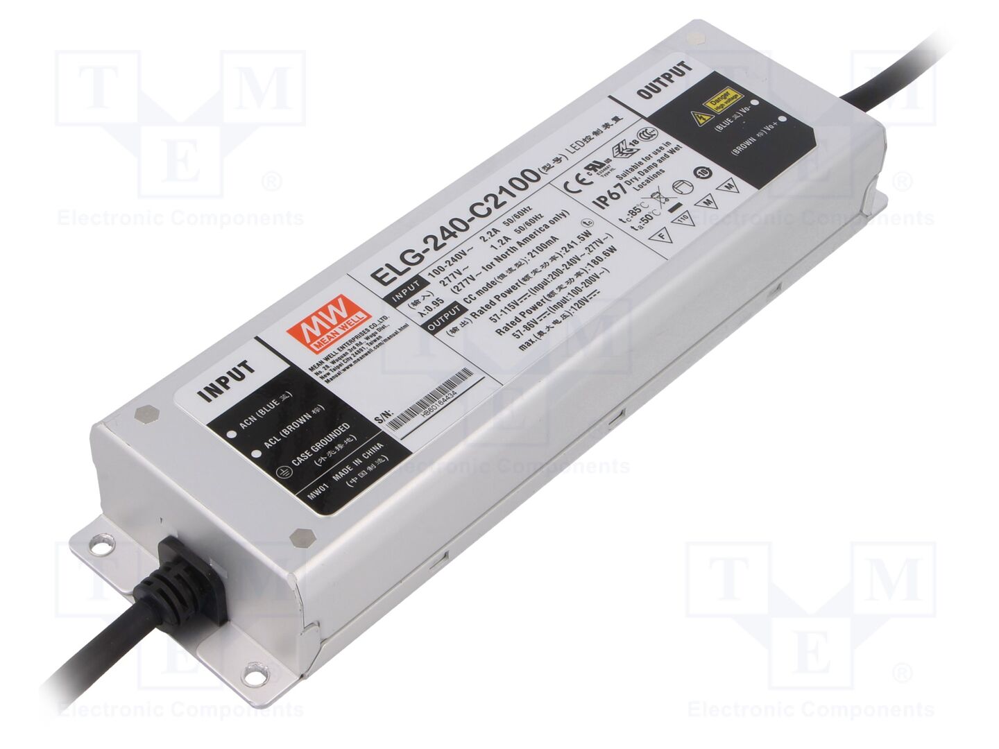 MEAN WELL ELG-240-C2100 LED-verkkolaite 241,5W 57-115VDC 2100mA IP67