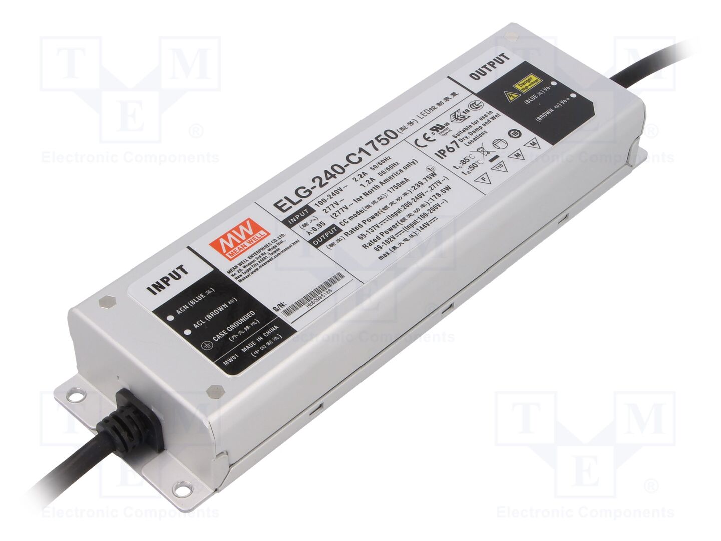 MEAN WELL ELG-240-C1750 LED-virtalähde 240W 69-137VDC 1750mA