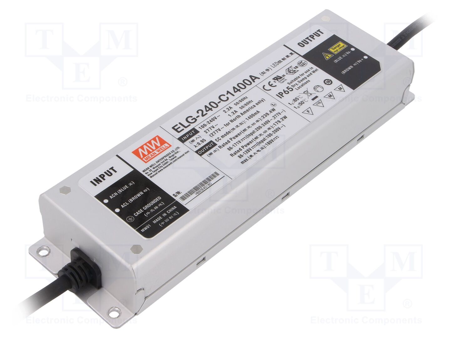 MEAN WELL ELG-240-C1400A LED-virtalähde 240W 86-171VDC 700-1400mA