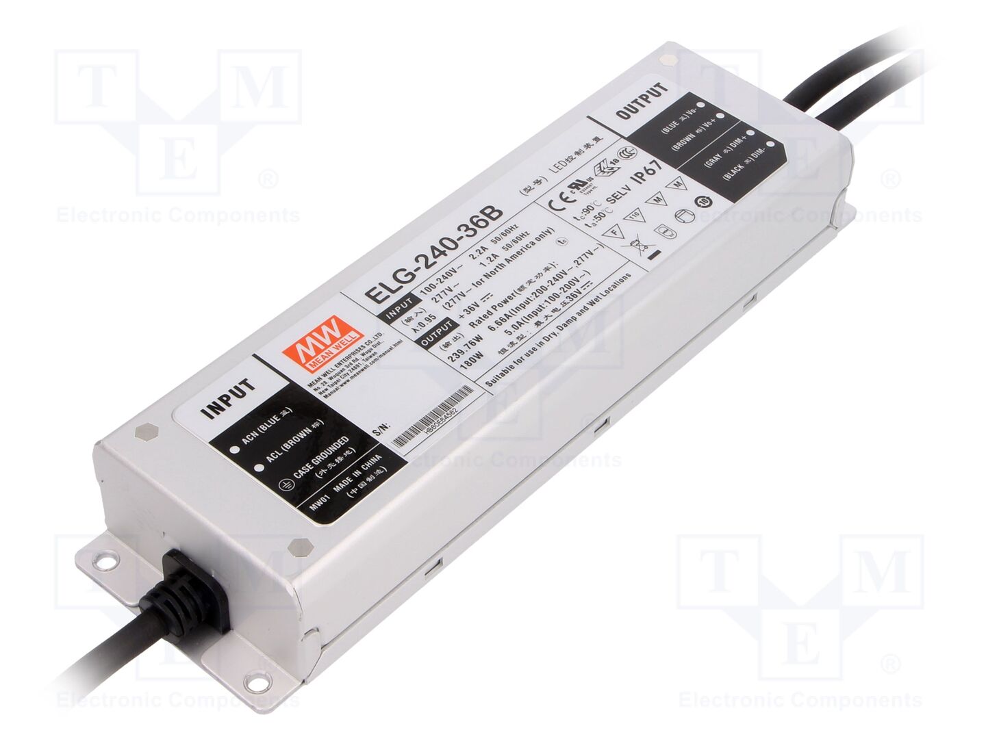 MEAN WELL ELG-240-36B LED-virtalähde 240W 36VDC 6.66A