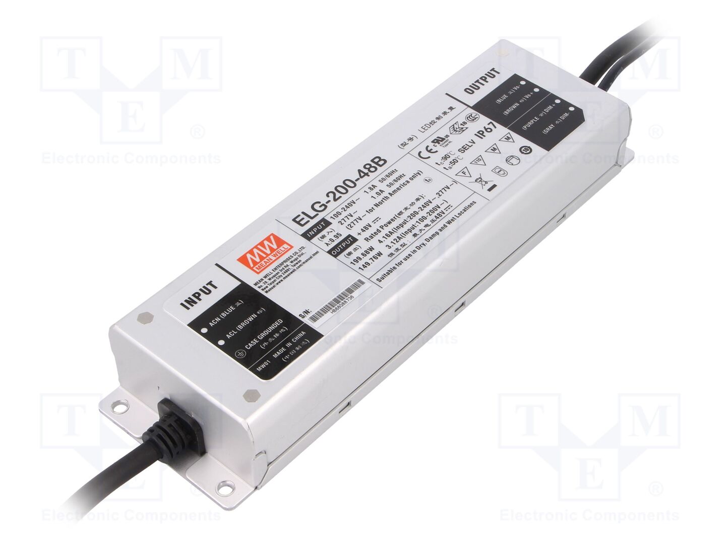 MEAN WELL ELG-200-48B LED-verkkolaite 200W 48VDC 4.16A