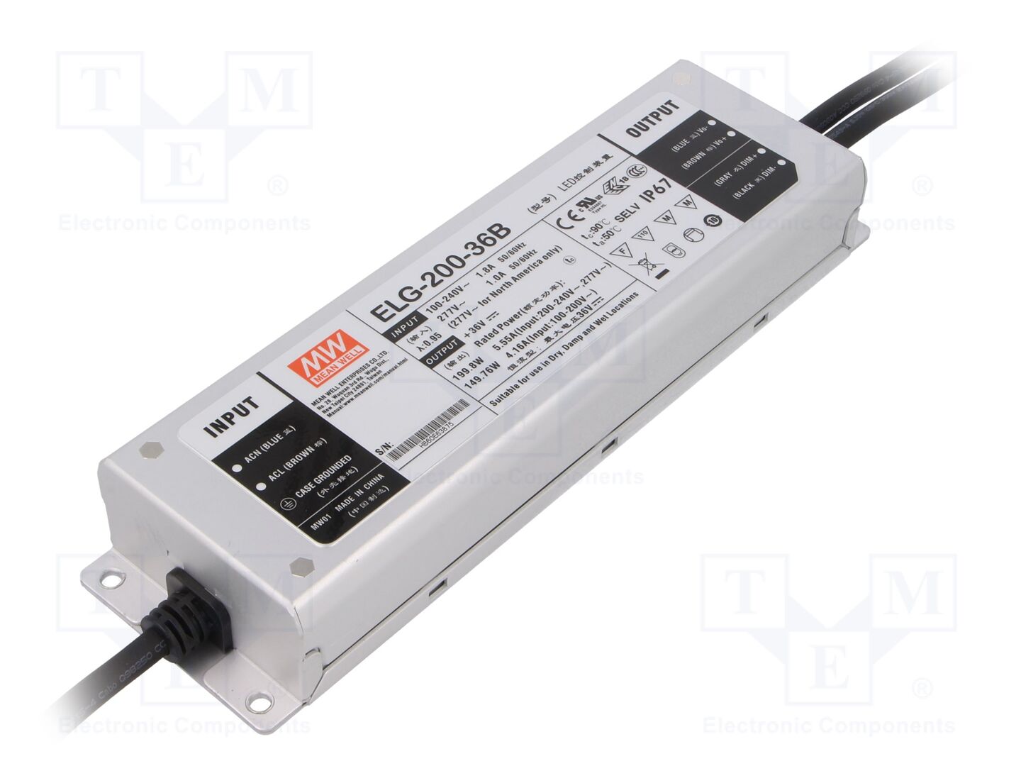 MEAN WELL ELG-200-36B LED-virtalähde 200W 36VDC 5.55A
