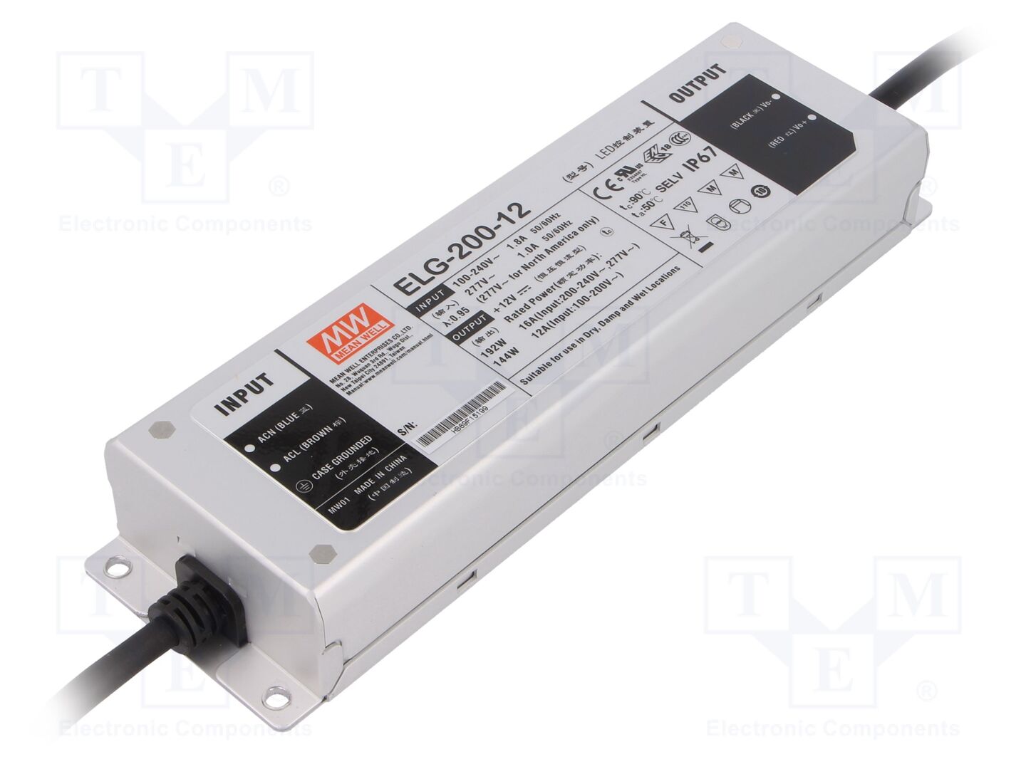 MEAN WELL ELG-200-12 LED-virtalähde 192W 12VDC 16A