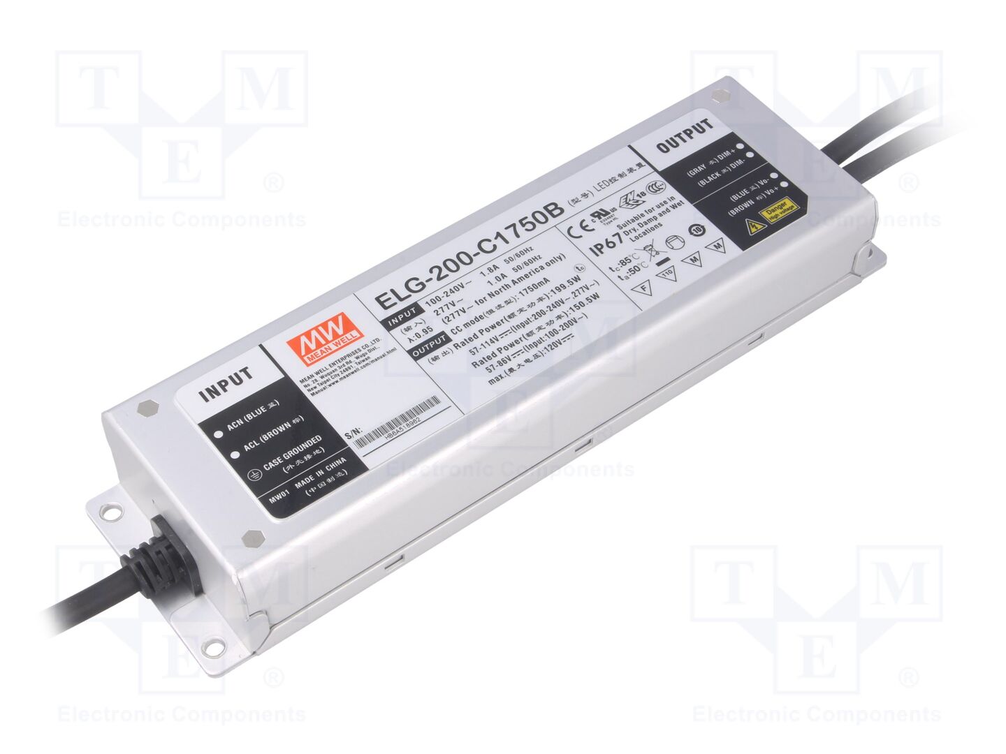 MEAN WELL ELG-200-C1750B LED-virtalähde 200W 57-114VDC 1750mA