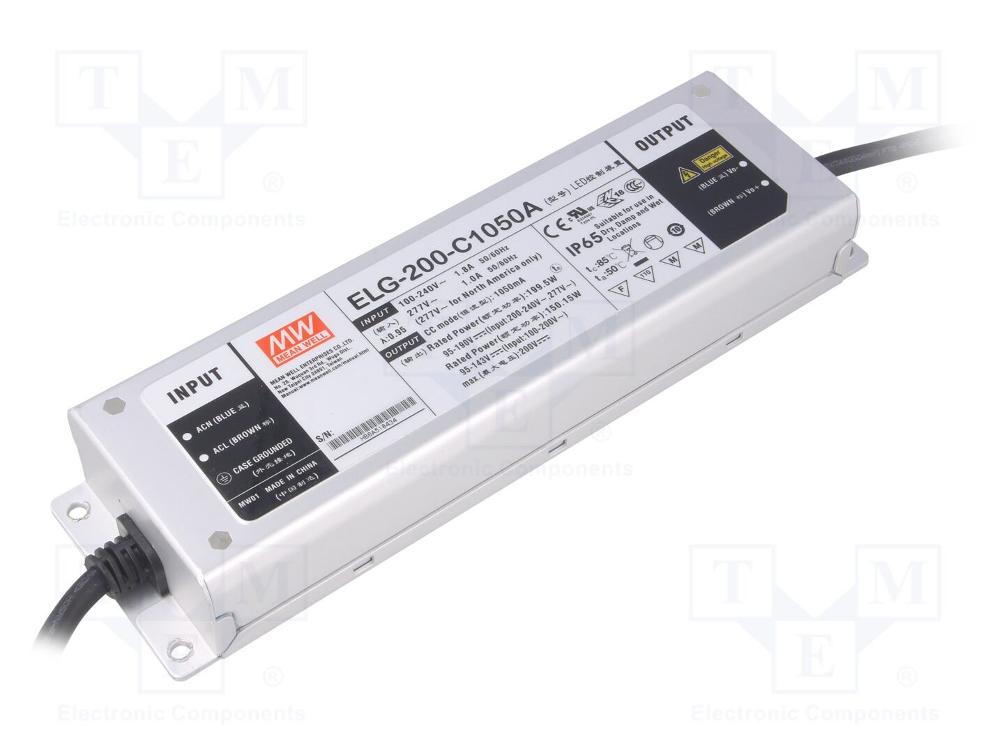 MEAN WELL ELG-200-C1050A LED-verkkolaite 200W 95-190VDC 525-1050mA