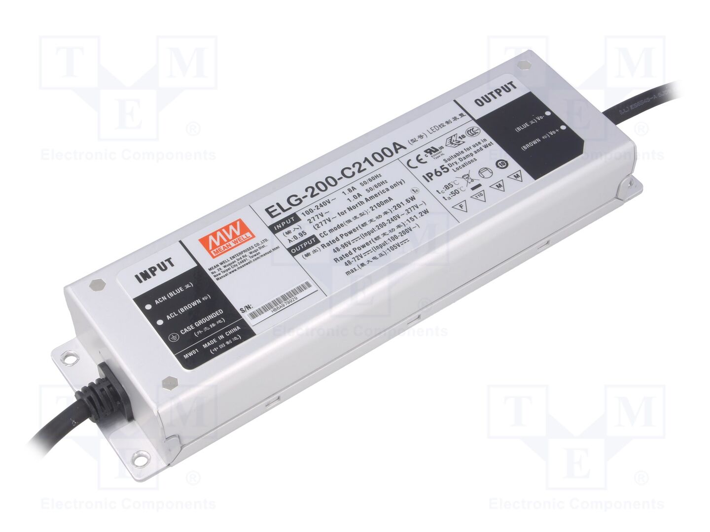 MEAN WELL ELG-200-C2100A LED-virtalähde 200W 48-96VDC 1050-2100mA