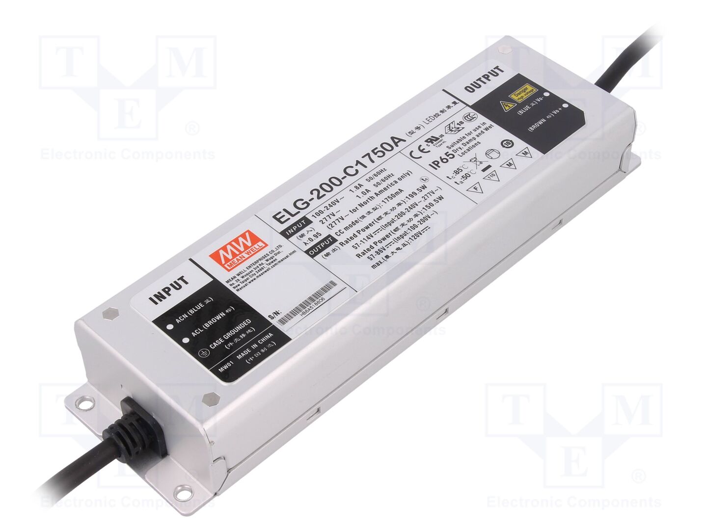 MEAN WELL ELG-200-C1750A LED-virtalähde 200W 57-114VDC 875-1750mA