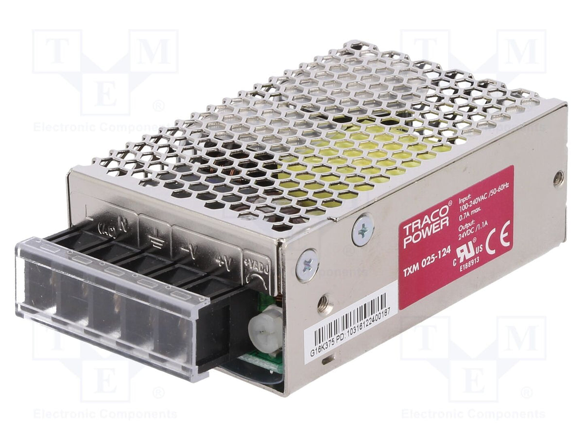 TRACO POWER TXM025-124 Sisäänrakennettu kytkentäsähkönsyöttö 25W 24VDC