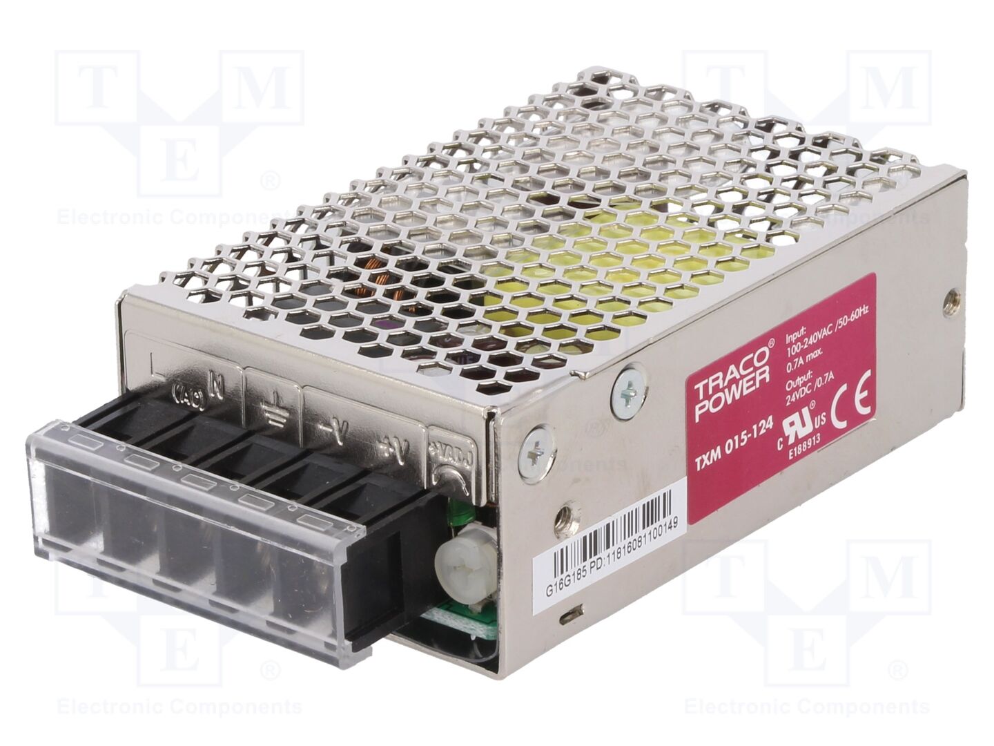 TRACO POWER TXM015-124 Sisäänrakennettu kytkentäsähkönsyöttö 15W 24VDC