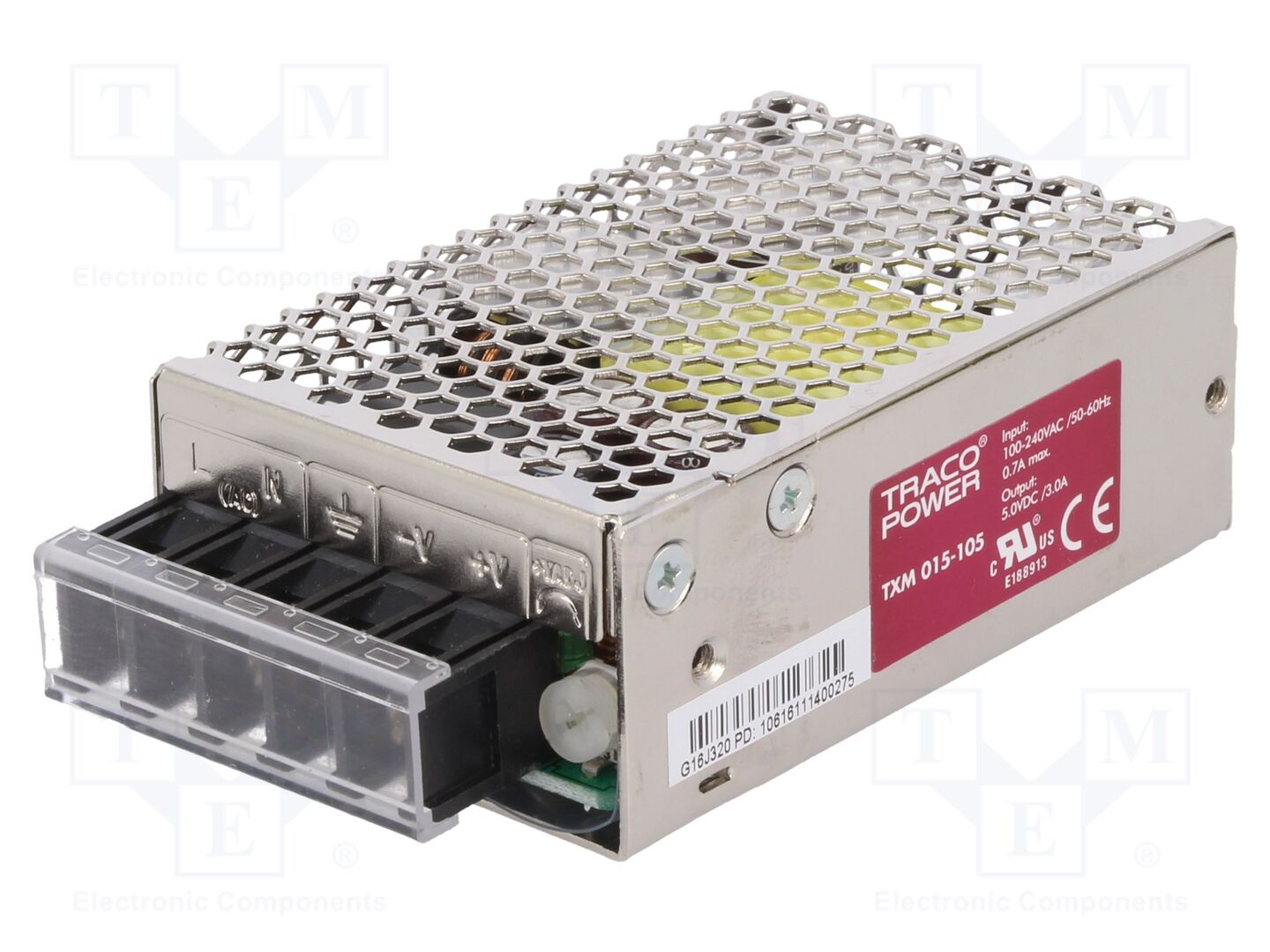TRACO POWER TXM015-105 Sisäänrakennettu kytkentäsähkönsyöttö 15W 5VDC