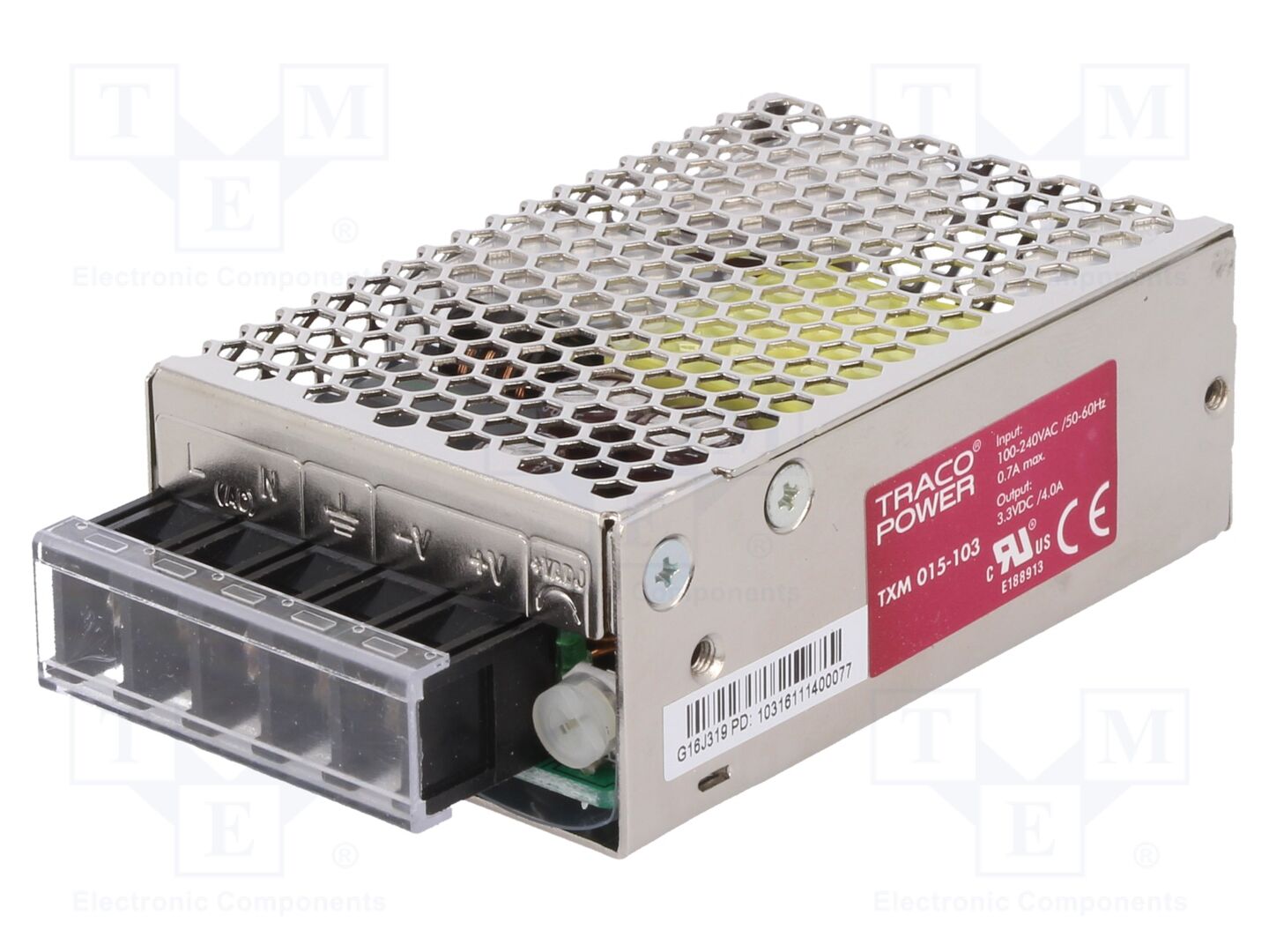 TRACO POWER TXM015-103 Sisäänrakennettu kytkentäsähkönsyöttö 15W 3.3VDC