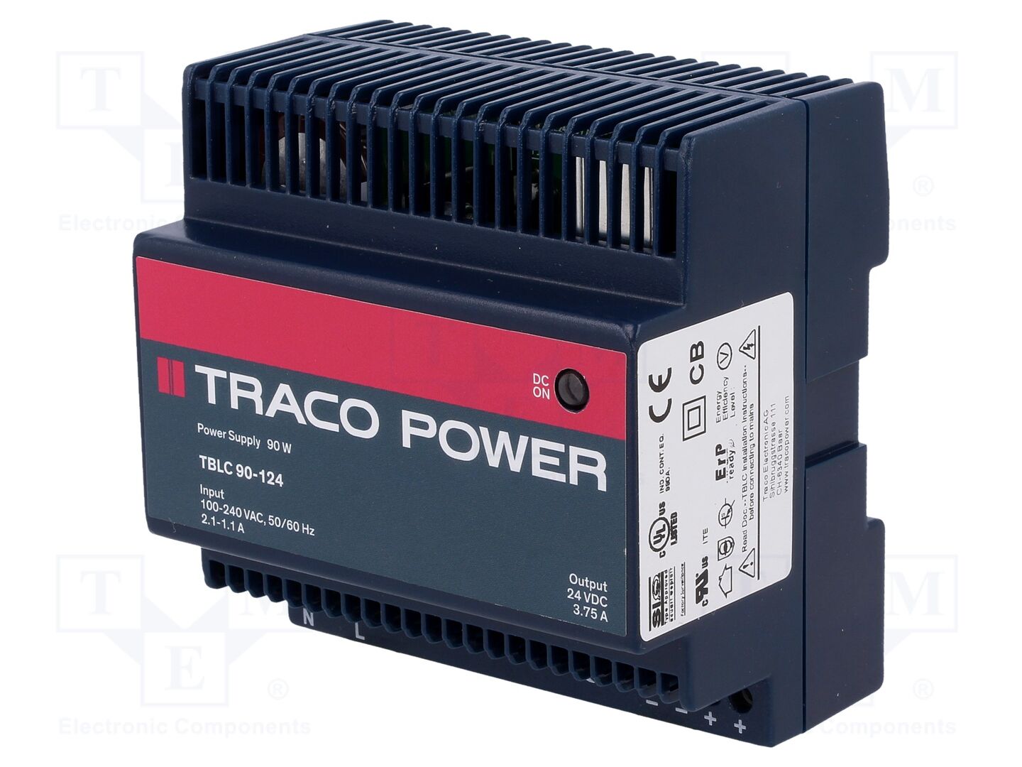 TRACO POWER TBLC90-124 DIN-kiskoon asennettava kytkentäsähkönsyöttö 90W 24VDC