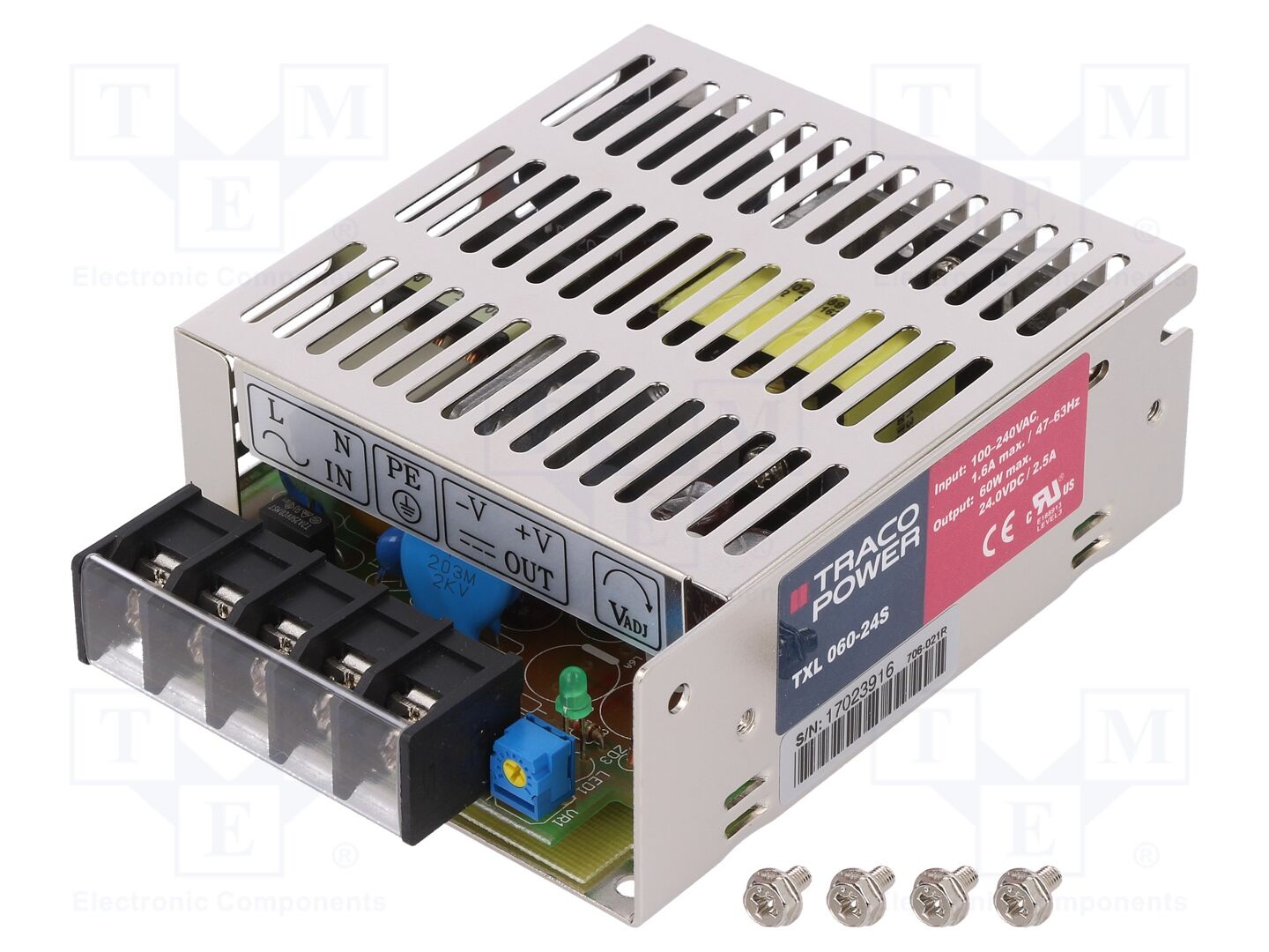 TRACO POWER TXL060-24S Sisäänrakennettu kytkentäsähkönsyöttö 60W 24VDC