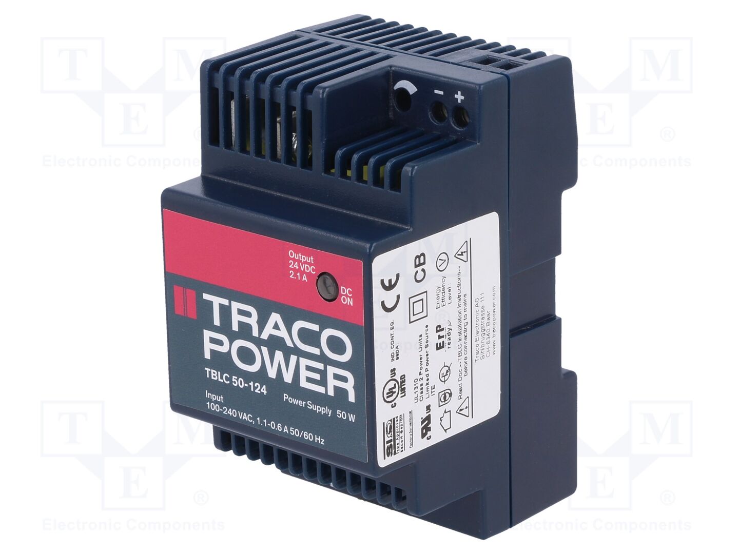 TRACO POWER TBLC50-124 DIN-kiskolle asennettava kytkentäsähkönsyöttö 50W 24VDC