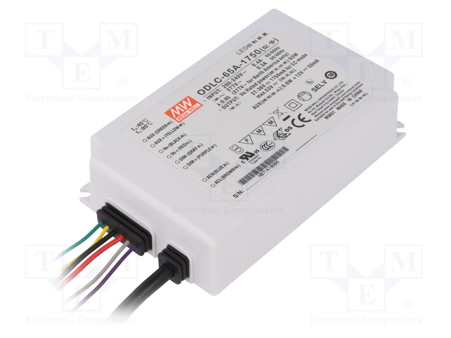 MEAN WELL ODLC-65A-1750 LED-virtalähde 65W 27-36VDC 1750mA