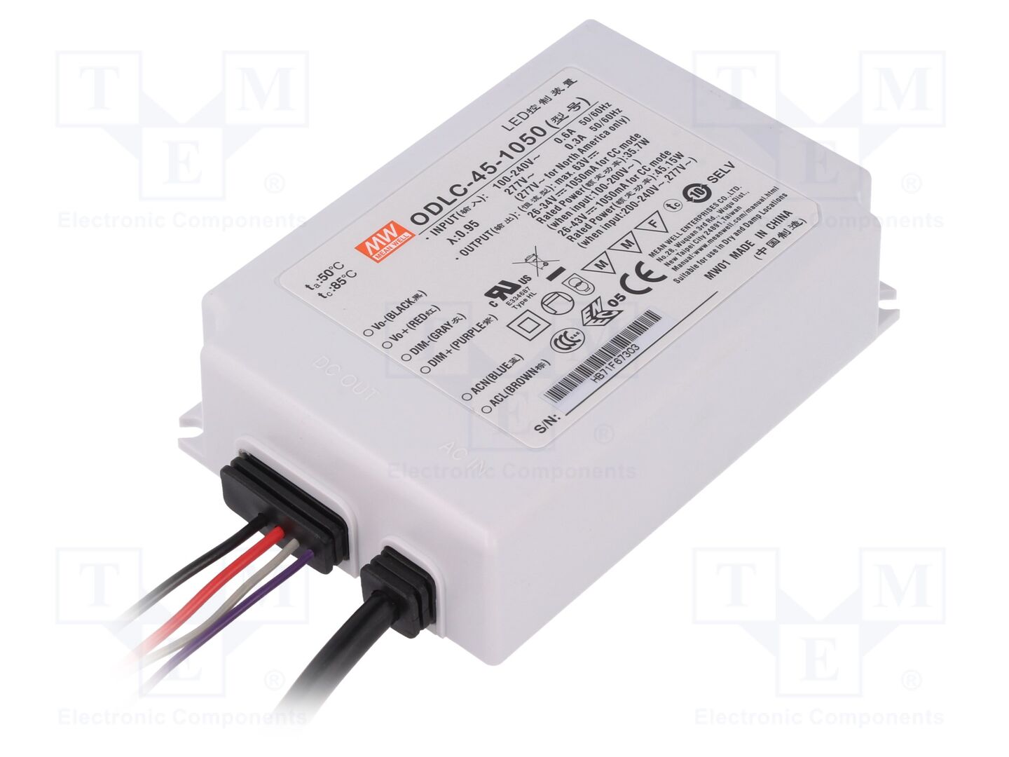 MEAN WELL ODLC-45-1050 LED-verkkolaite 45W 26-43VDC 1050mA