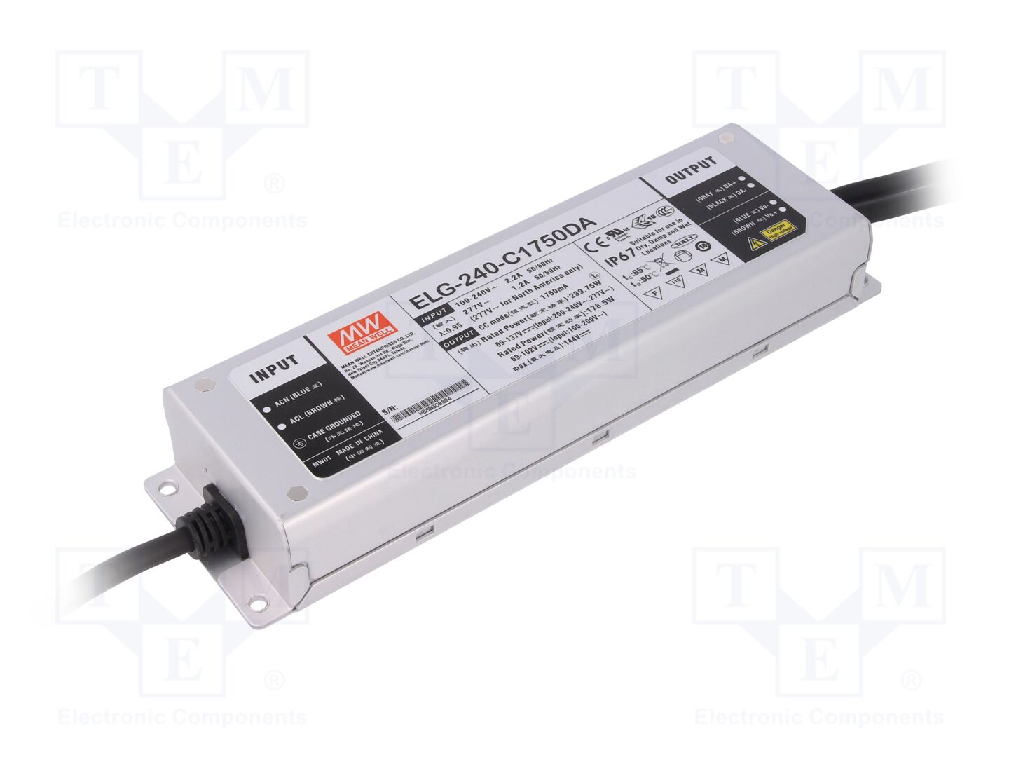 MEAN WELL ELG-240-C1750DA LED-virtalähde DALI 240W 69-137VDC 1,75A IP67