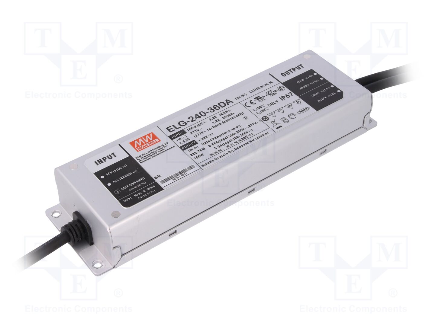 MEAN WELL ELG-240-36DA LED-verkkolaite 240W 36VDC 6.66A DALI