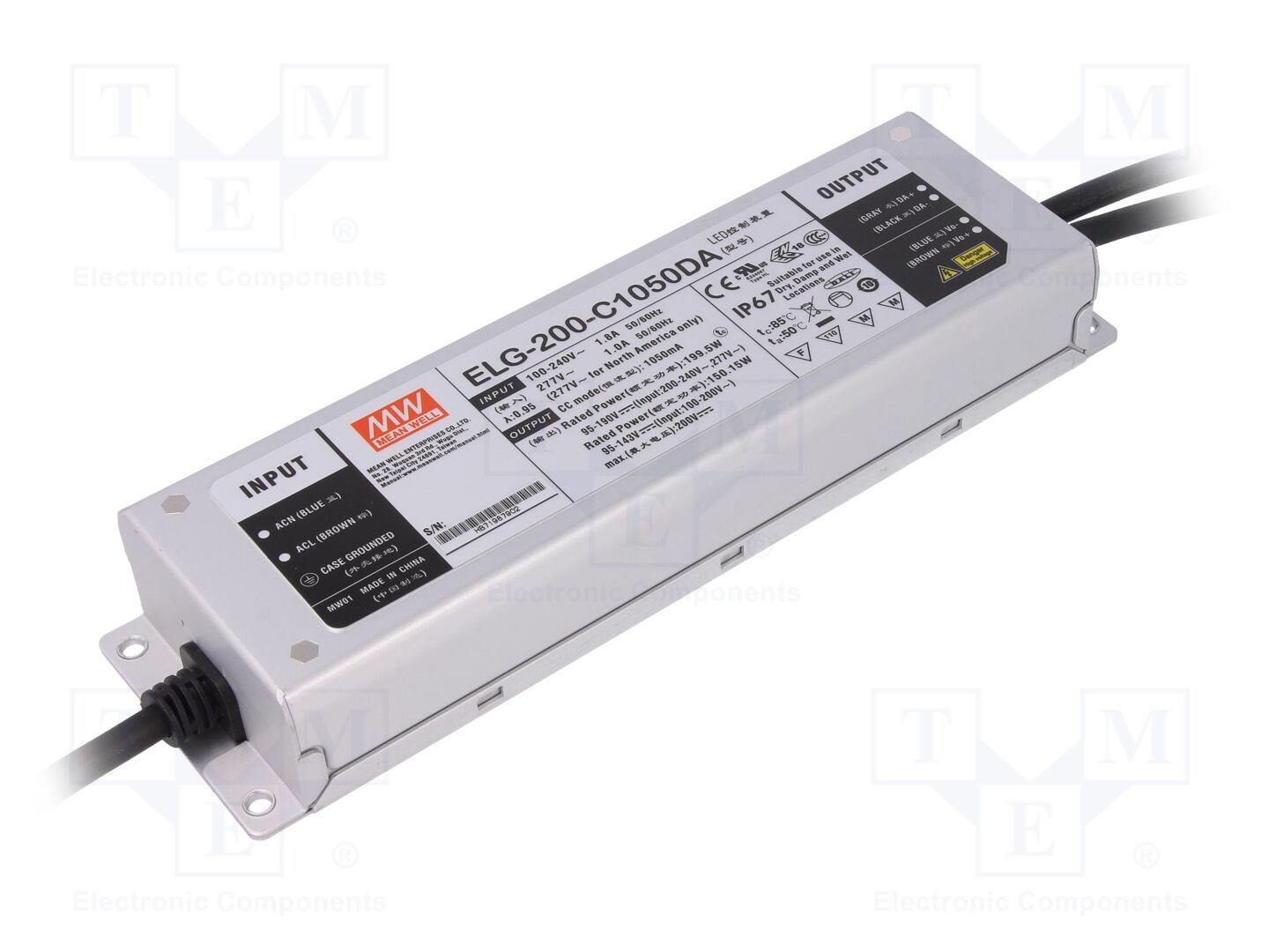 MEAN WELL ELG-200-C1050DA LED-virtalähde DALI 200W 95-190VDC 1.05A IP67