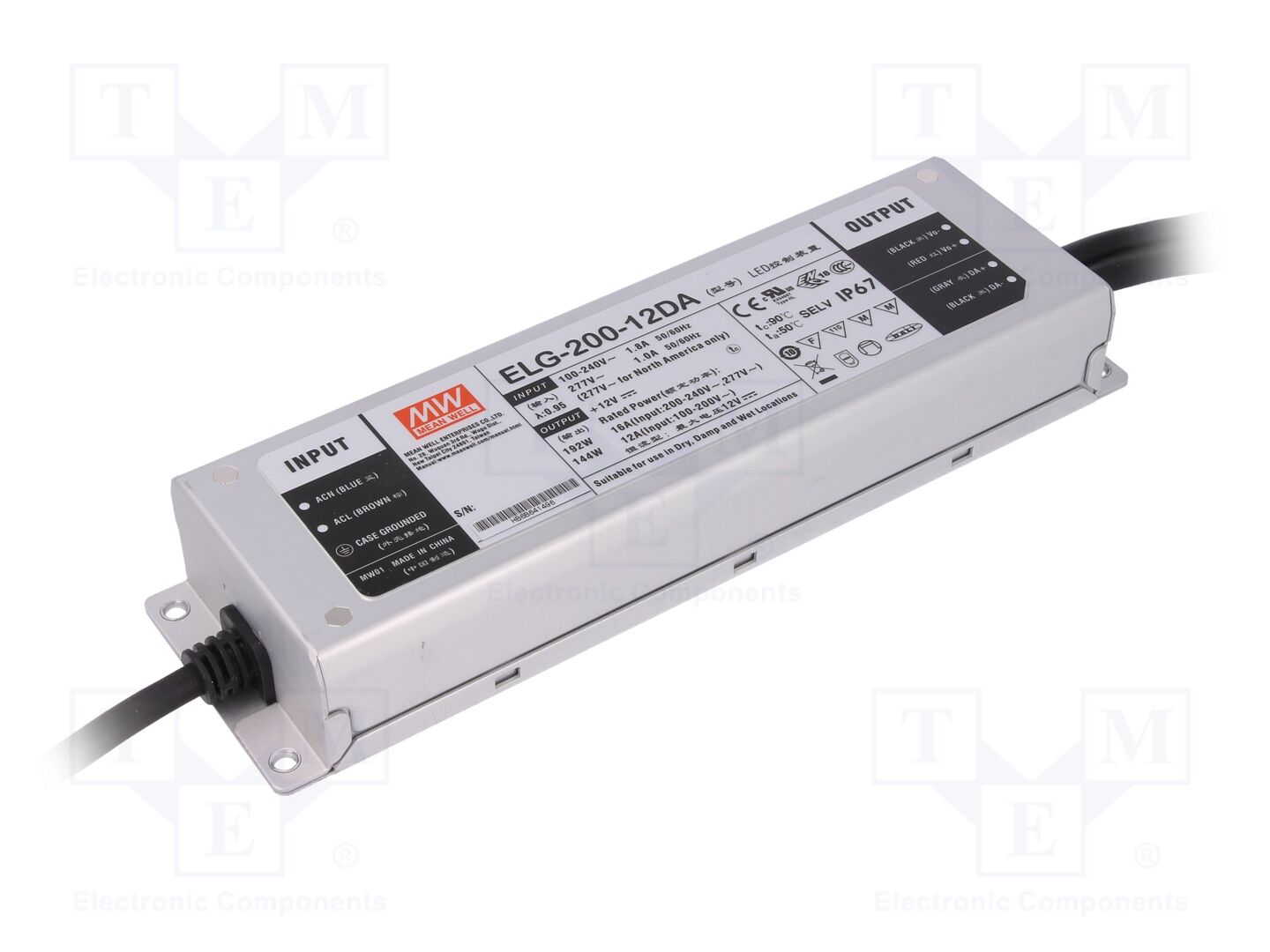MEAN WELL ELG-200-12DA LED-virtalähde DALI 192W 12VDC 16A
