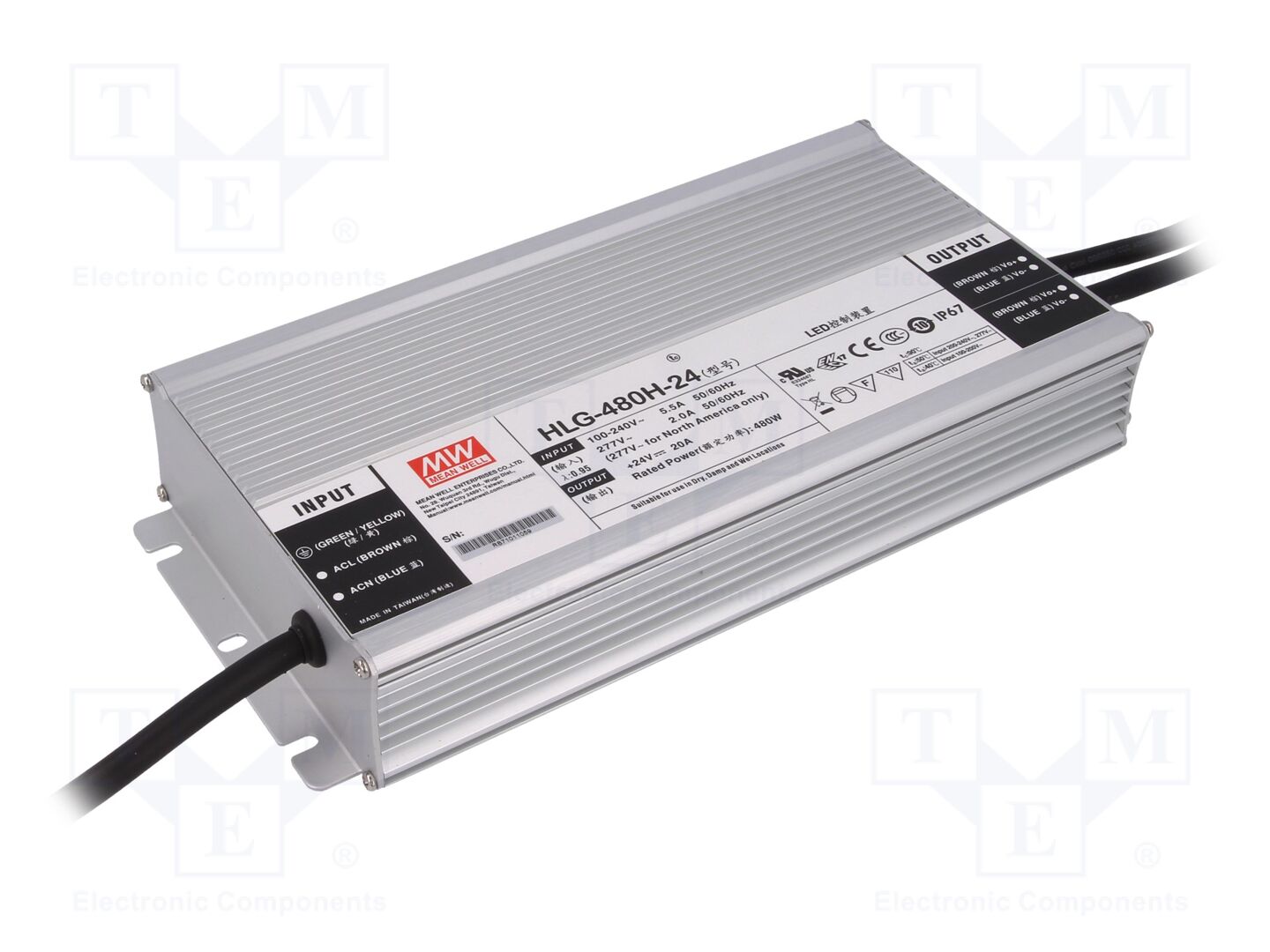 MEAN WELL HLG-480H-24 LED-virtalähde 480W 24VDC 20A