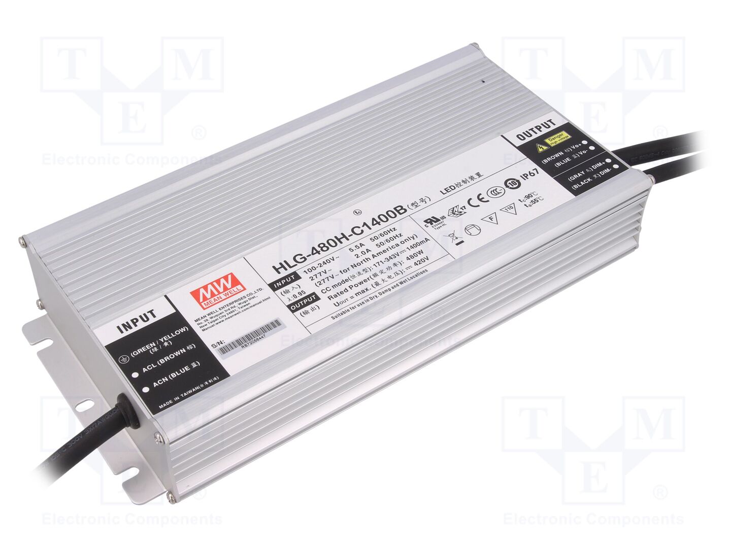 MEAN WELL HLG-480H-C1400B LED-verkkolaite 480W 1400mA