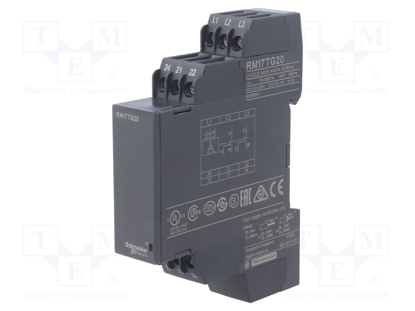 SCHNEIDER ELECTRIC RM17TG20 Valvontarele DIN-kiskoasennukseen