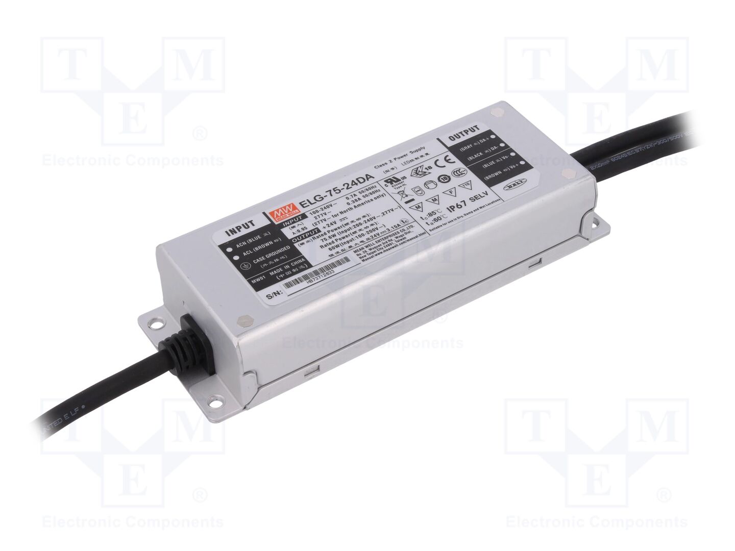 MEAN WELL ELG-75-24DA LED-verkkolaite DALI 75W 24VDC 3,15A