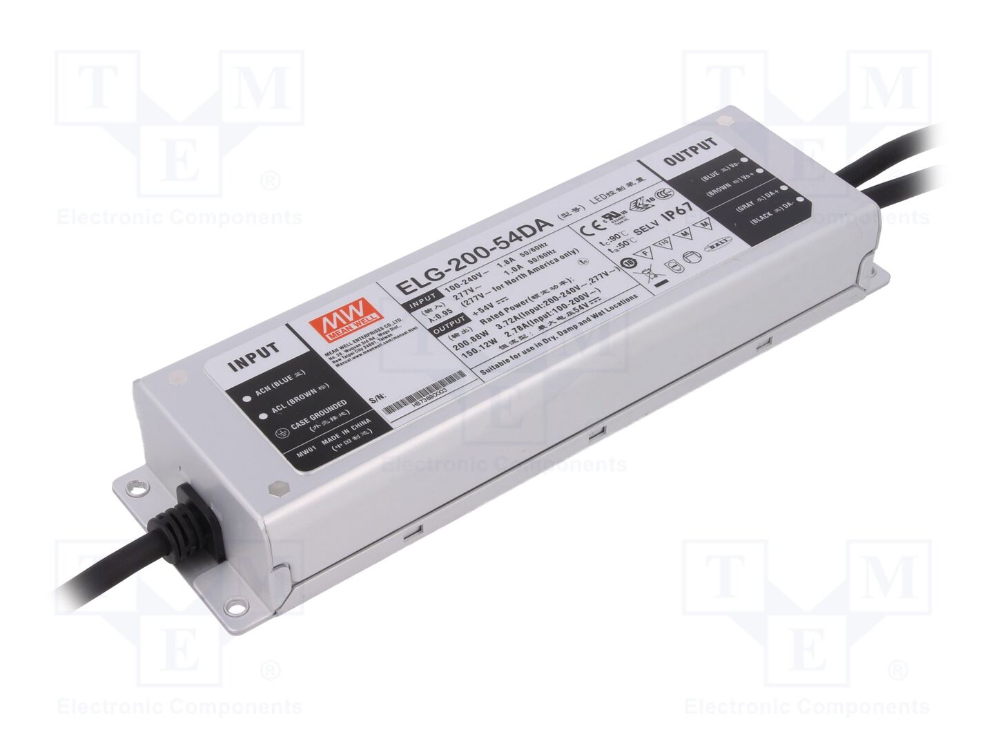 MEAN WELL ELG-200-54DA LED-virtalähde 200W 54VDC DALI