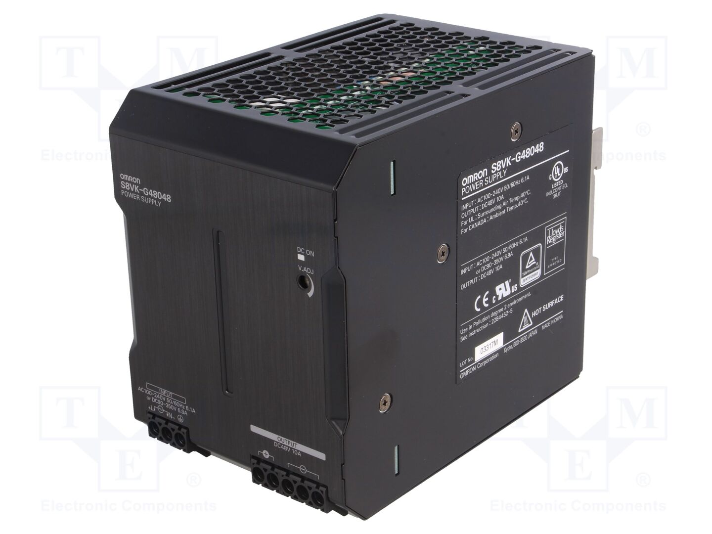 OMRON S8VK-G48048 DIN-kiskoon asennettava kytkentävirtalähde 480W 48VDC