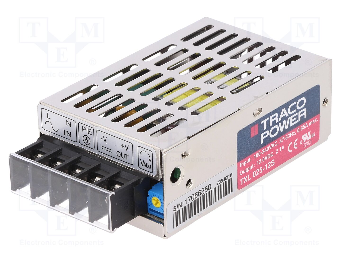 TRACO POWER TXL025-12S Sisäänrakennettu kytkentäsähkönsyöttö 25W 12VDC
