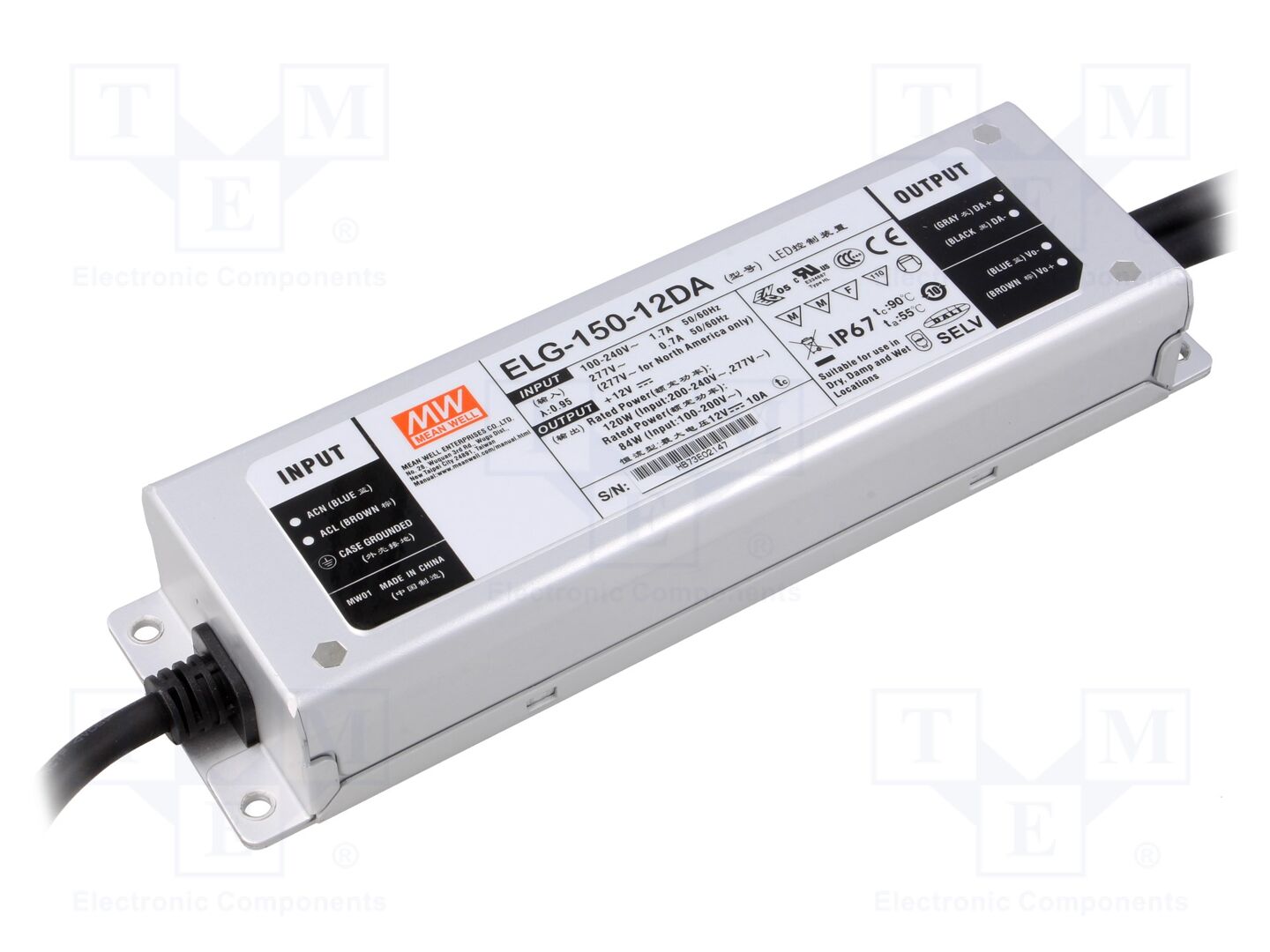 MEAN WELL ELG-150-12DA LED-virtalähde DALI 120W 12VDC 10A