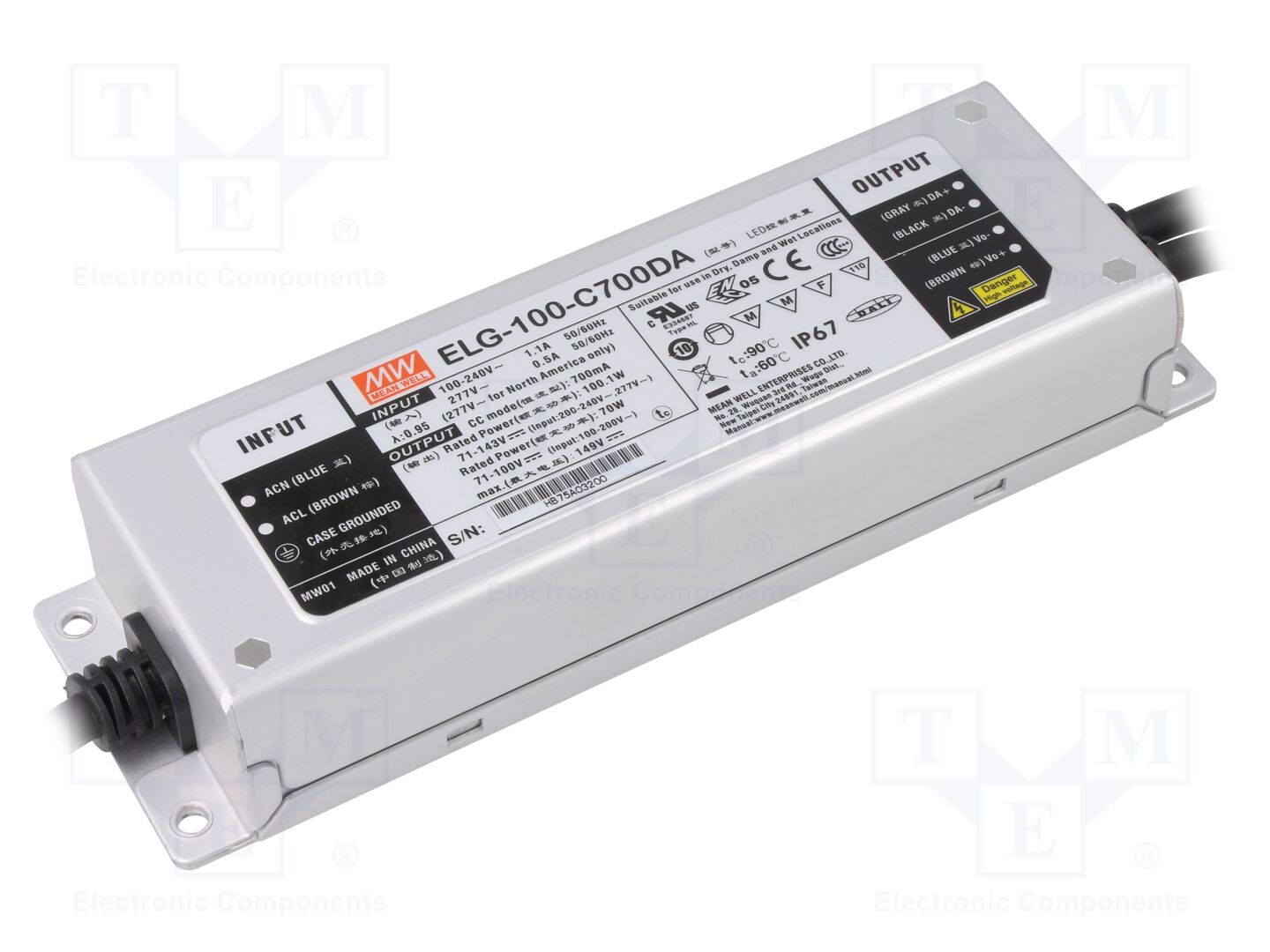 MEAN WELL ELG-100-C700DA LED-verkkolaite DALI 100W 700mA