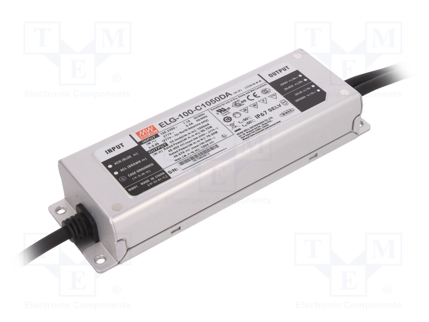 MEAN WELL ELG-100-C1050DA LED-virtalähde DALI 100W 48-95VDC 1.05A IP67