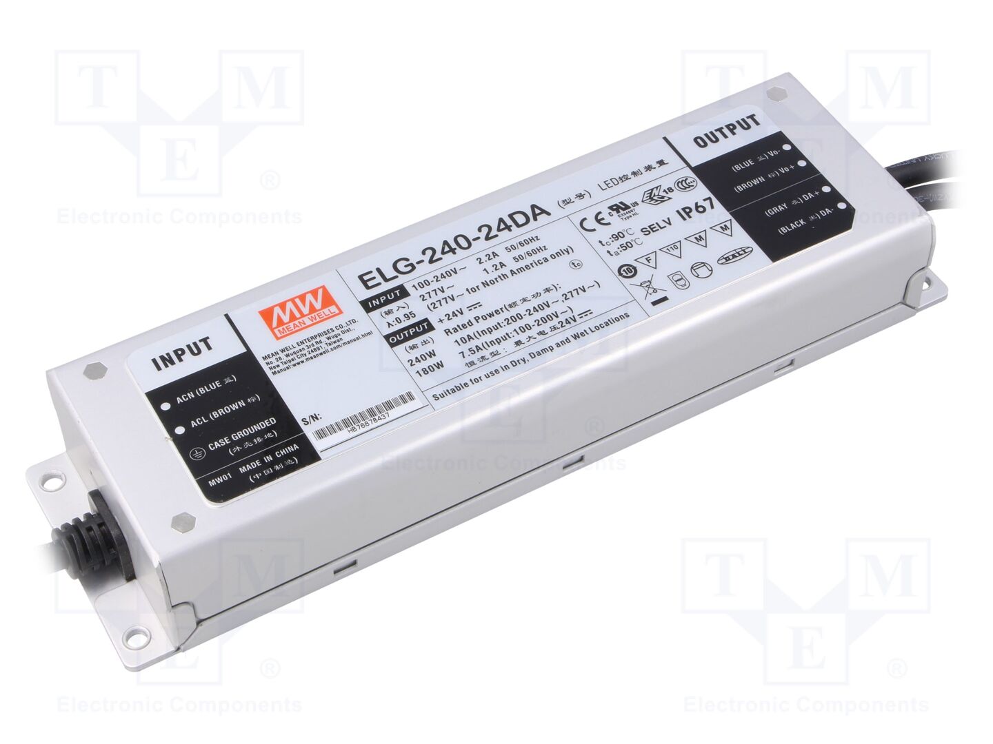 MEAN WELL ELG-240-24DA LED-verkkolaite DALI 240W 24VDC 10A