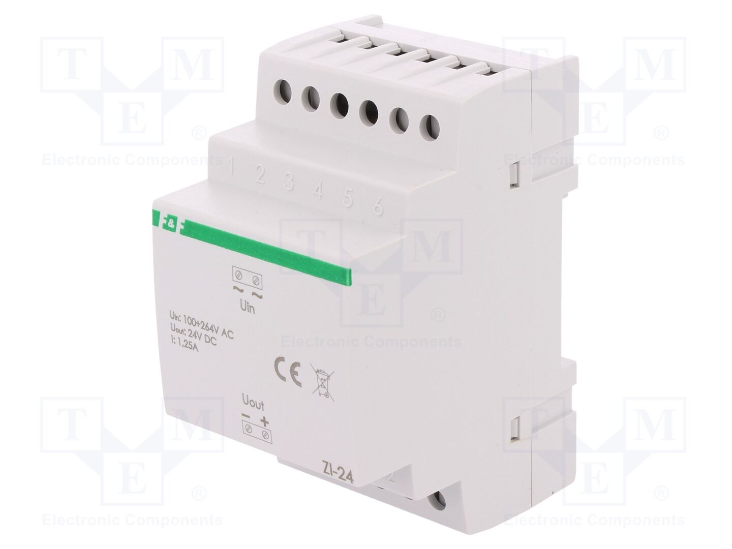 F&F ZI-24 DIN-kiskoon kiinnitettävä kytkentävirtalähde 24VDC 30W