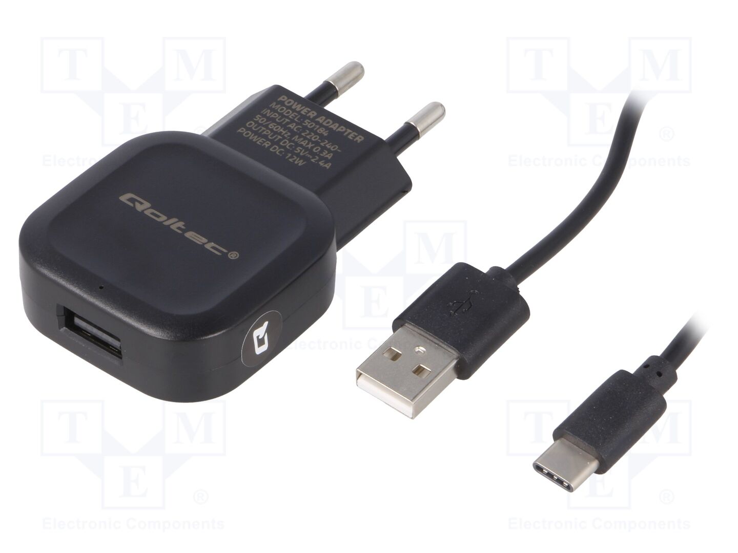 QOLTEC ZSI-50184 Plug-in Power Supply 5VDC 2.4A USB-C