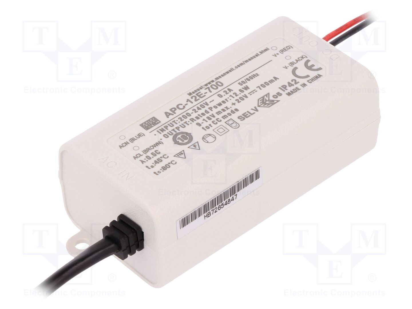 MEAN WELL APC-12E-700 LED-virtalähde 12,6W 700mA 9-18VDC