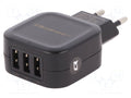 QOLTEC 50191 Plug-in Power Supply 5VDC 3.4A 17W USB x3