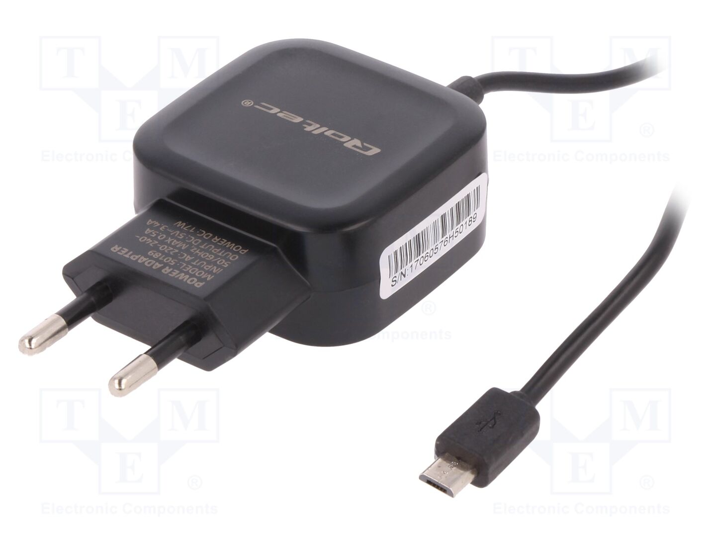 QOLTEC 50189 Plug-in Power Supply 5VDC 3.4A 17W USB