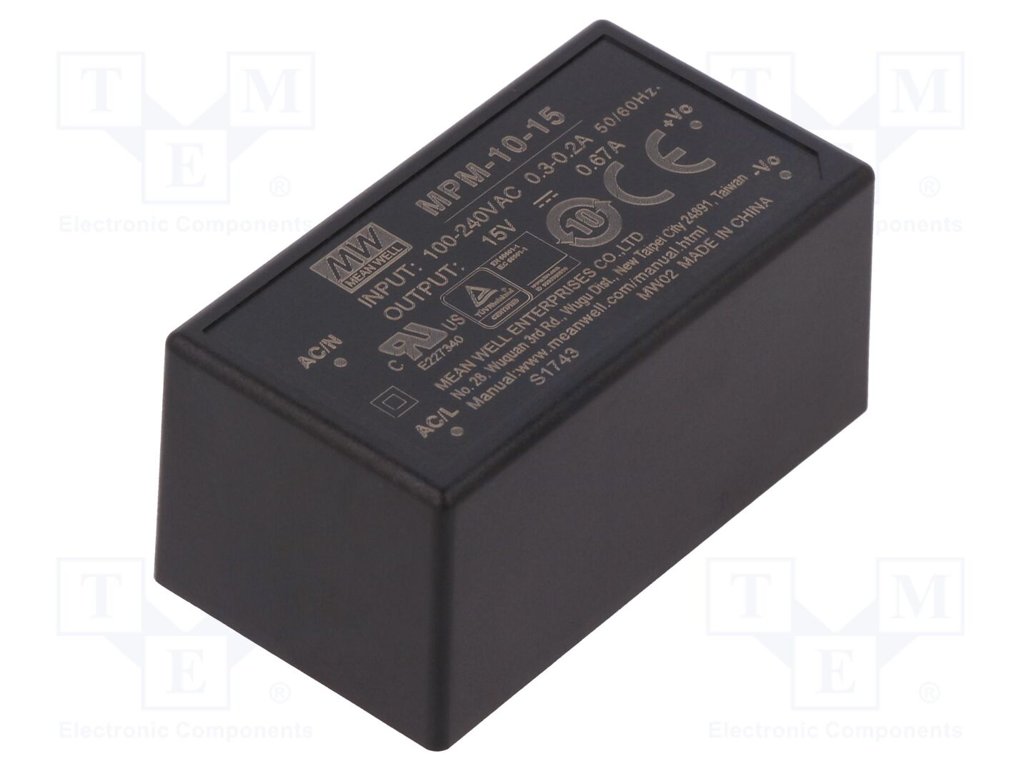 MEAN WELL MPM-10-15 AC/DC-muunnin 10W