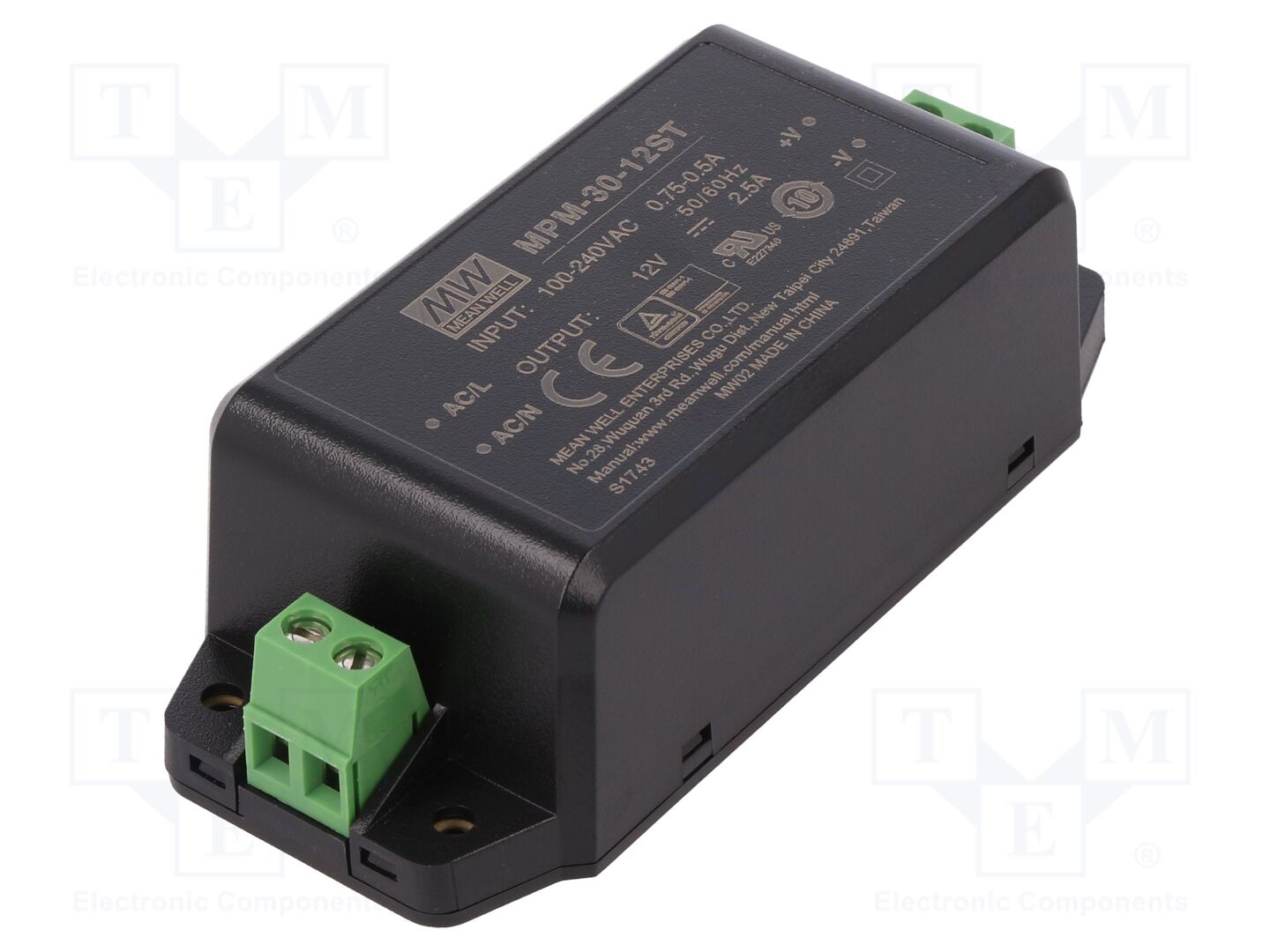 MEAN WELL MPM-30-12ST Kytkinlähde 30W 12VDC modulaarinen