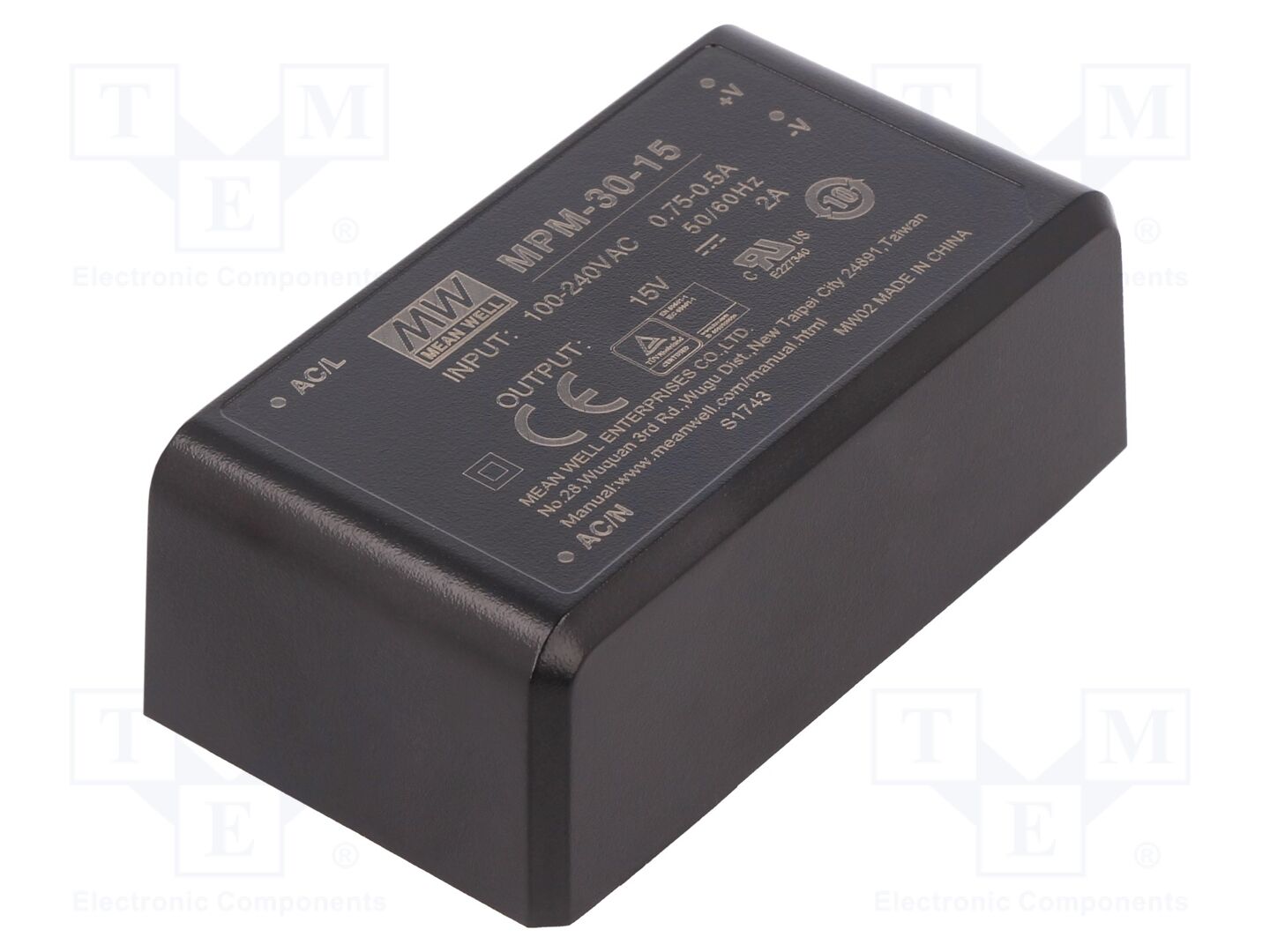 MEAN WELL MPM-30-15 PCB AC/DC muunnin 30W
