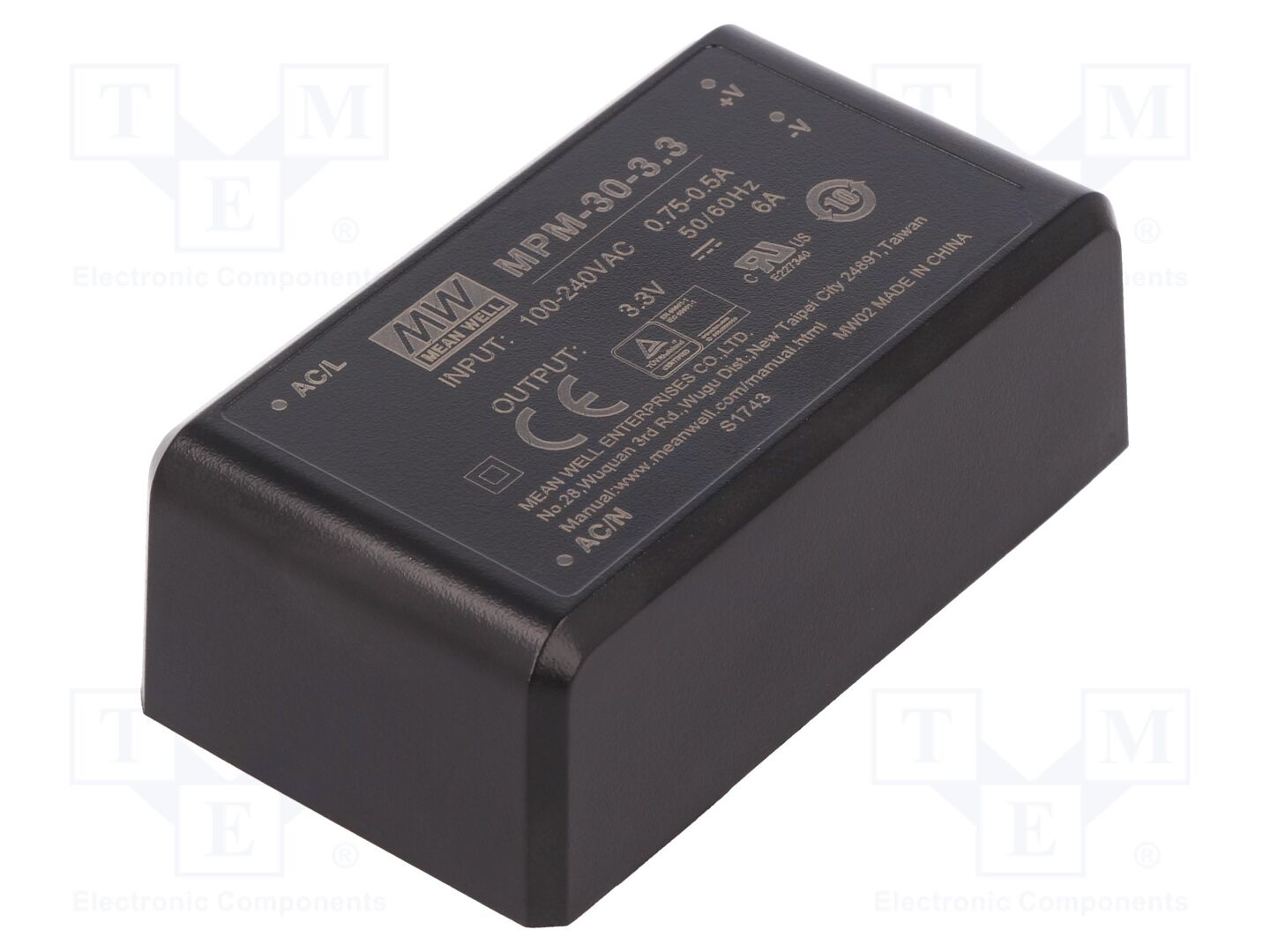 MEAN WELL MPM-30-3.3 AC/DC-muunnin 3.3VDC 6A