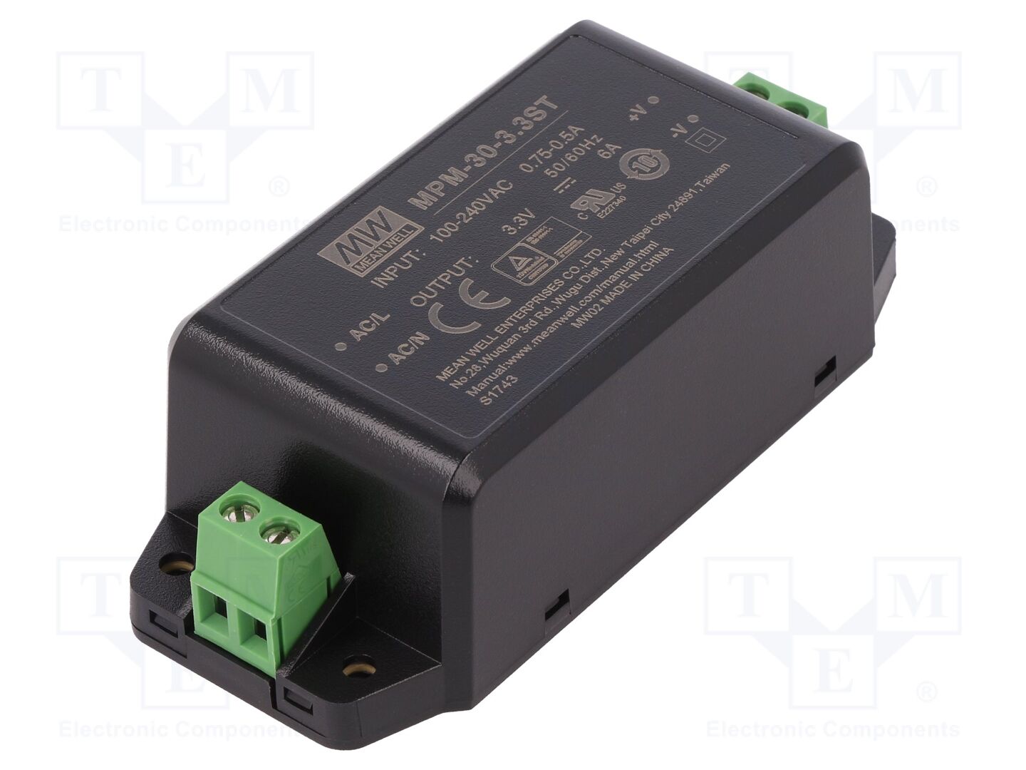 MEAN WELL MPM-30-3.3ST Sisäänrakennettu kytkentävirtalähde 20W 3.3VDC 6A