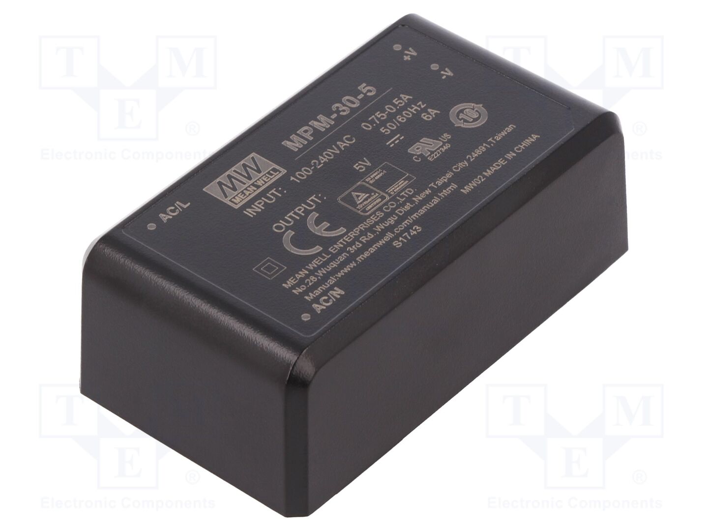 MEAN WELL MPM-30-5 PCB AC/DC muunnin 30W