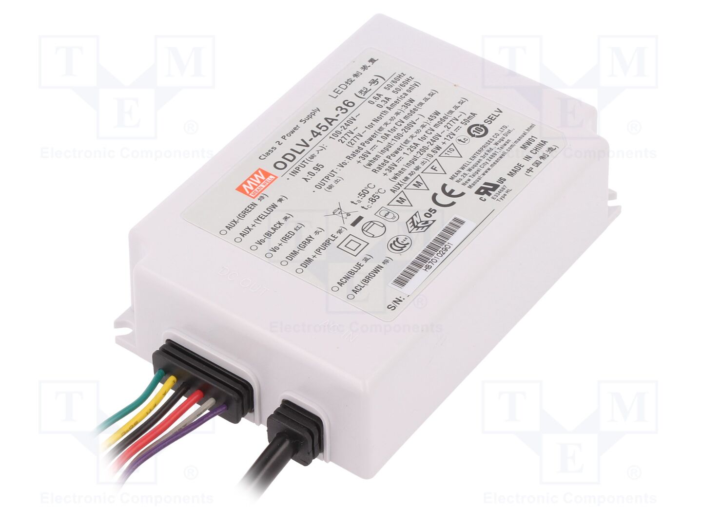 MEAN WELL ODLV-45A-36 LED-verkkolaite 45W 36VDC 1.25A